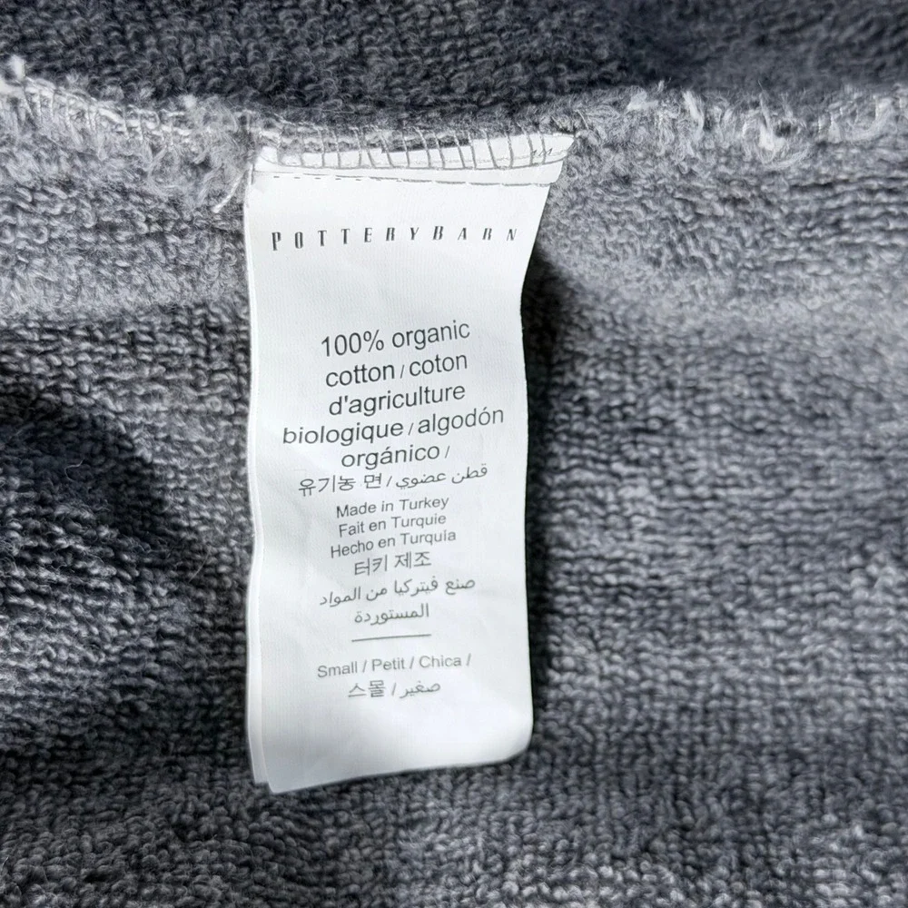 Pottery Barn Quick Dry‎ Organic Bath Robe Unisex Small Gray Belted Spa Casual